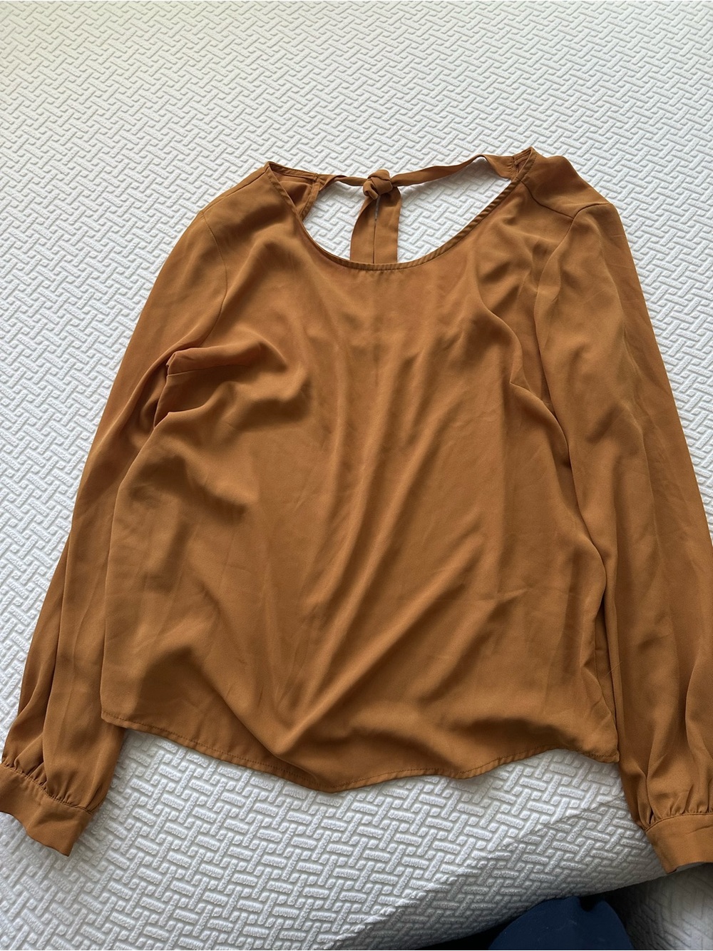 Forever 21 Rust Brown Tie-Back Long Sleeve Blouse